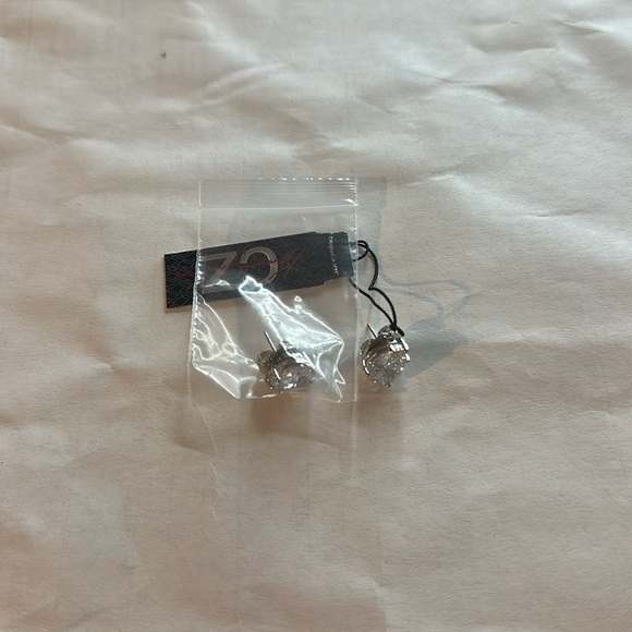 NWT, Kenneth Jay Lane CZ, Silver Pear Shaped Earrings, Stud Post - Picture 2 of 6